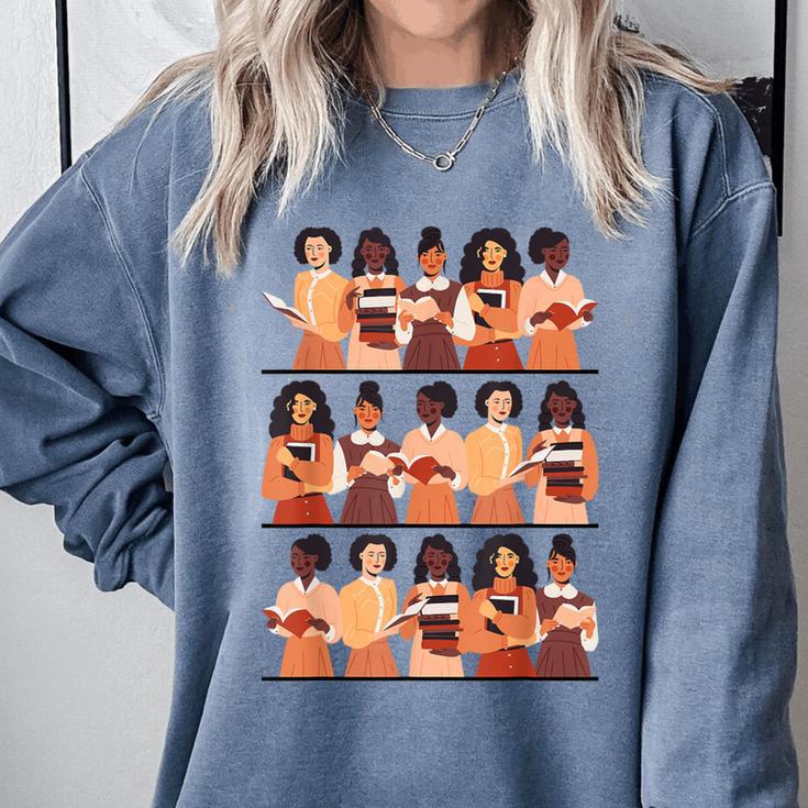 History Month Educated Black Women Girls Reading Books Comfort Colors Sweatshirt