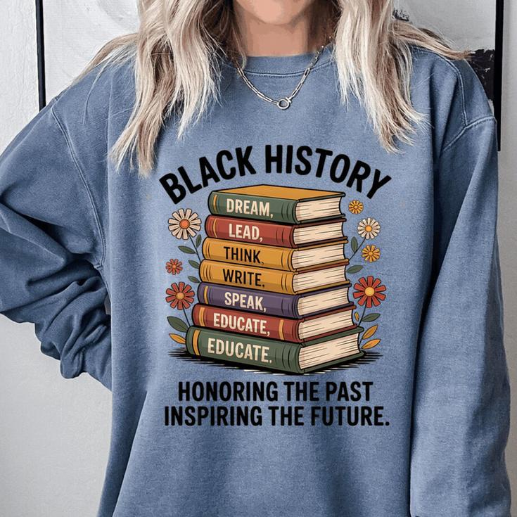 History Month Teacher Reading Book Lover Floral Stack Premium Tri-Blend Comfort Colors Sweatshirt