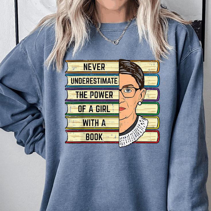 Never Underestimate Girl Read Book Reading Librarian Women Comfort Colors Sweatshirt