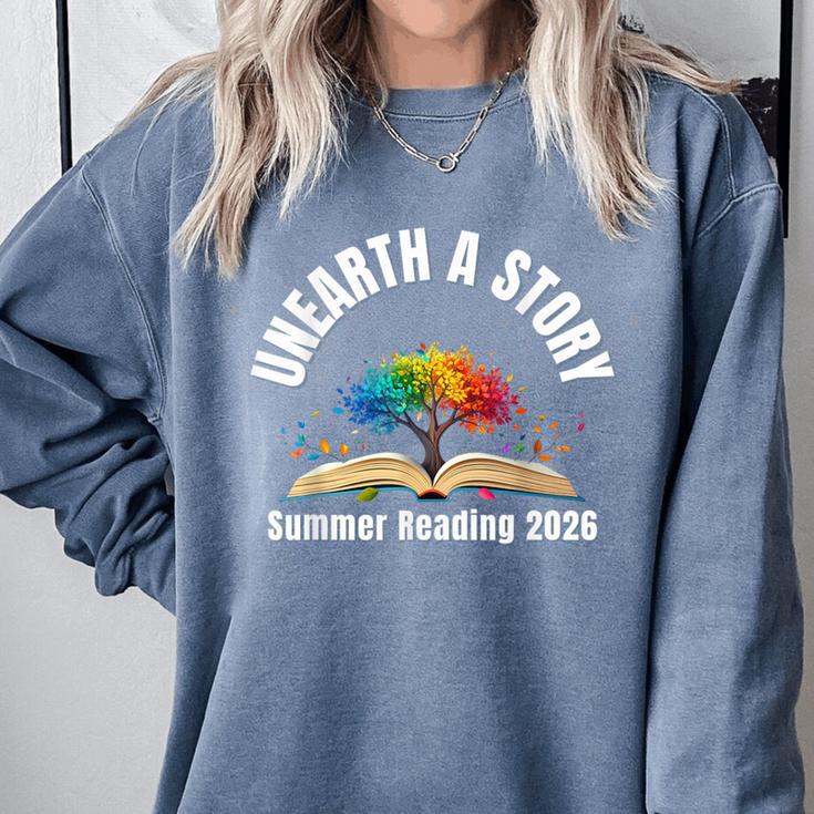 Unearth a Story 2026 Summer Reading Program Tree Book Comfort Colors Sweatshirt