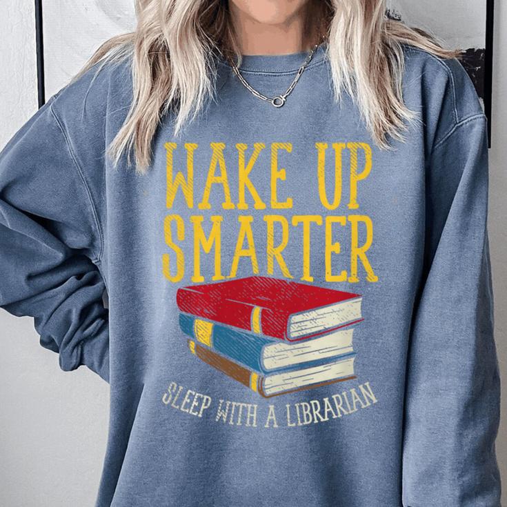 Wake Up Smarter Librarian Book Stack Premium Tri-Blend Comfort Colors Sweatshirt
