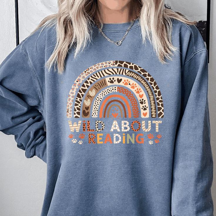 Wild About Reading Books Reader Lover Library Day Librarian Comfort Colors Sweatshirt