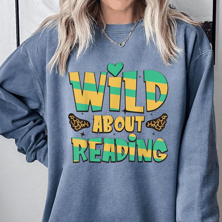 WILD ABOUT READING I Love Books Bookworm Library Day Comfort Colors Sweatshirt