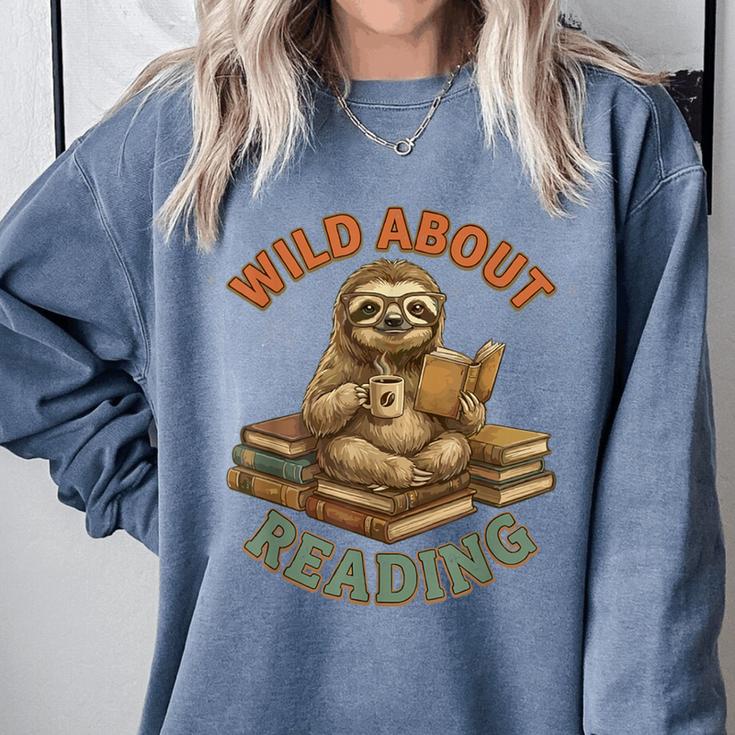 Wild About Reading Sloth Coffee Teacher Book Lover Comfort Colors Sweatshirt Wild About Reading Sloth Coffee Teacher Book Lover Comfort Colors Sweatshirt