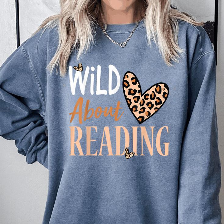 Wild About Reading Teacher Books Reader Lovers Leopard Zebra Comfort Colors Sweatshirt