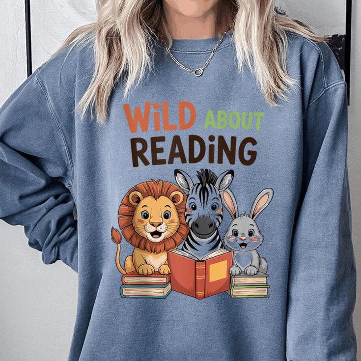 Wild About Reading Zoo Animals For Bookworm Book Reader Comfort Colors Sweatshirt