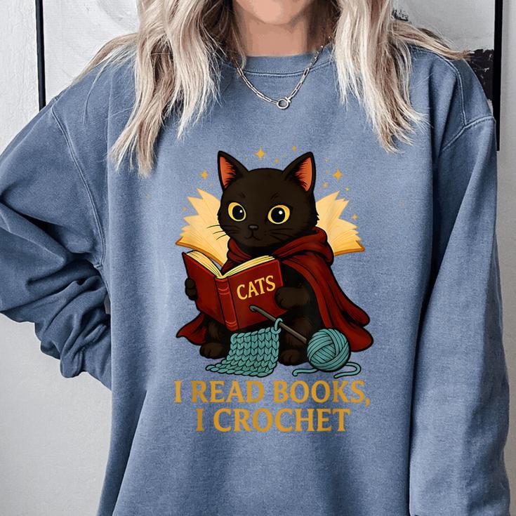 Wizard Cat Reading a Book While Crocheting Comfort Colors Sweatshirt Wizard Cat Reading a Book While Crocheting Comfort Colors Sweatshirt