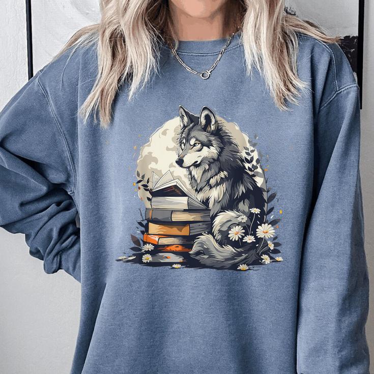 Wolf Reading Book Librarian Library Wolves Comfort Colors Sweatshirt Wolf Reading Book Librarian Library Wolves Comfort Colors Sweatshirt