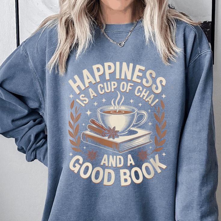 Women's Chai Tea And Books Chai Latte Lover Comfort Colors Sweatshirt