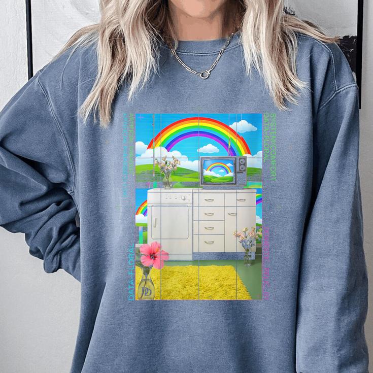 Women's Frutiger Aero Aesthetic Rainbow Glitch Art Comfort Colors Sweatshirt Women's Frutiger Aero Aesthetic Rainbow Glitch Art Comfort Colors Sweatshirt