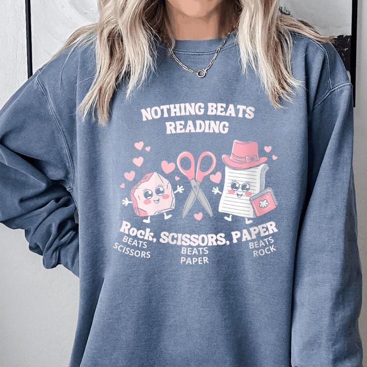Women's Nothing Beats Reading Book Lover Statement Comfort Colors Sweatshirt Women's Nothing Beats Reading Book Lover Statement Comfort Colors Sweatshirt