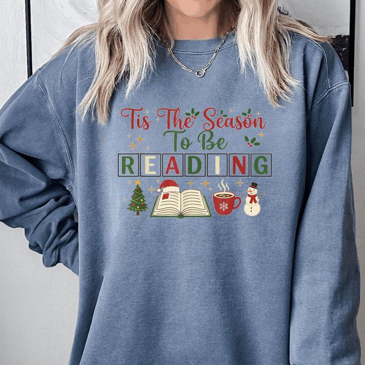 Xmas Books Tis The Season To Be Reading Book Lover Comfort Colors Sweatshirt Xmas Books Tis The Season To Be Reading Book Lover Comfort Colors Sweatshirt