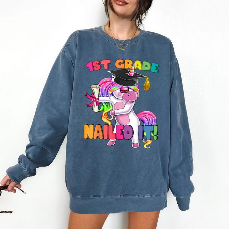 1st Grade Nailed It Flossing Unicorn Graduation Shirt Comfort Colors Sweatshirt