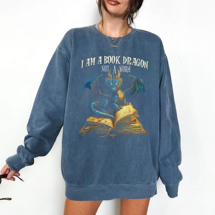 3 Bookish Quote I Am a Book Dragon Not a Worm Reading Book Comfort Colors Sweatshirt