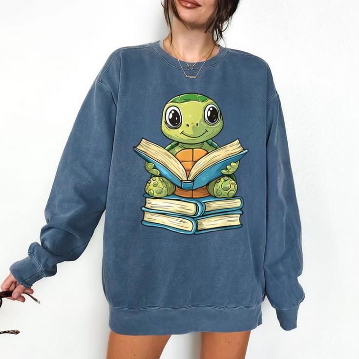 Adorable Turtle Reading Books Comfort Colors Sweatshirt