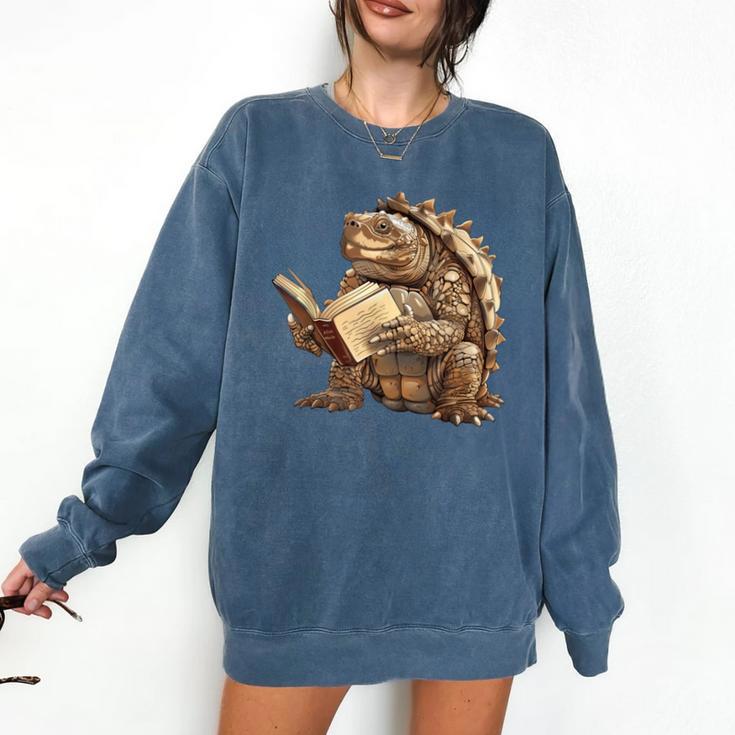 Alligator Snapping Turtle Reading A Book Comfort Colors Sweatshirt