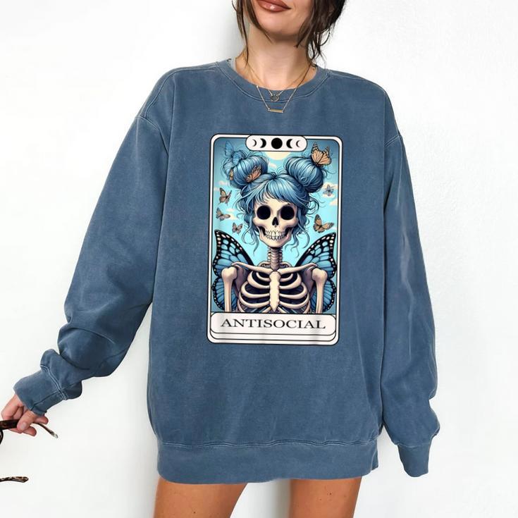 Antisocial Butterfly Tarot Card Introvert Women Stay Home Comfort Colors Sweatshirt
