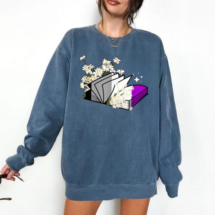 Asexual Book Lover LGBT Reading Pride Ace Flag Daisy Comfort Colors Sweatshirt