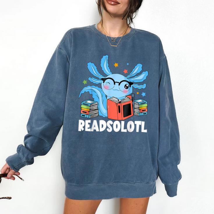 Axolotl Read Book Kawaii Reading Books For Men Women Comfort Colors Sweatshirt