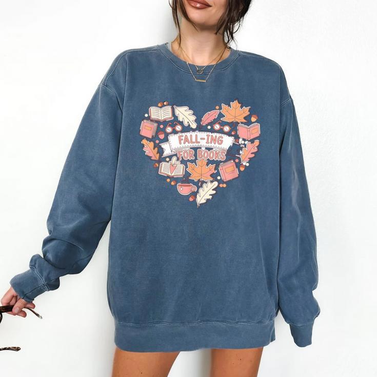 Big Book And Fall Heart Comfort Colors Sweatshirt