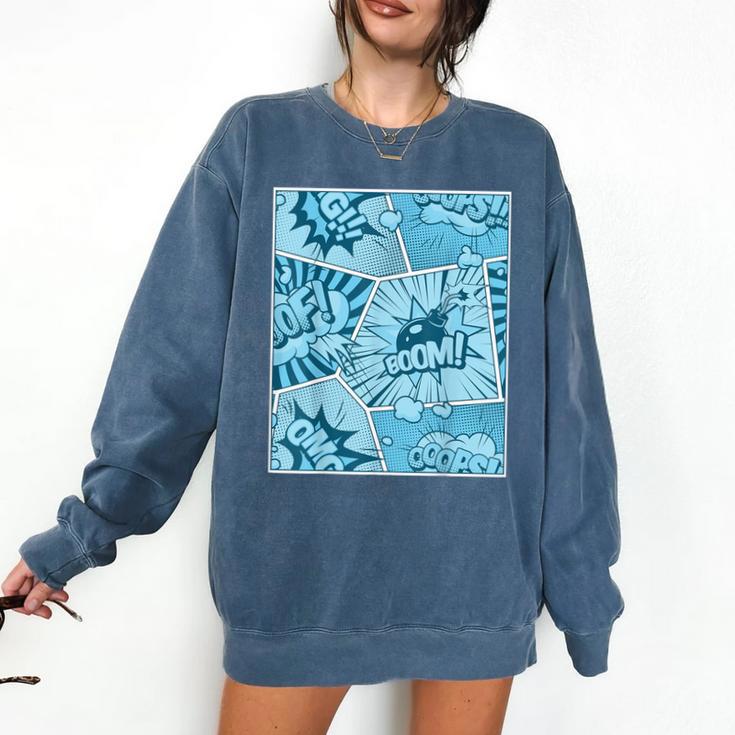 Blue Comic Book Blue Graphic Comfort Colors Sweatshirt
