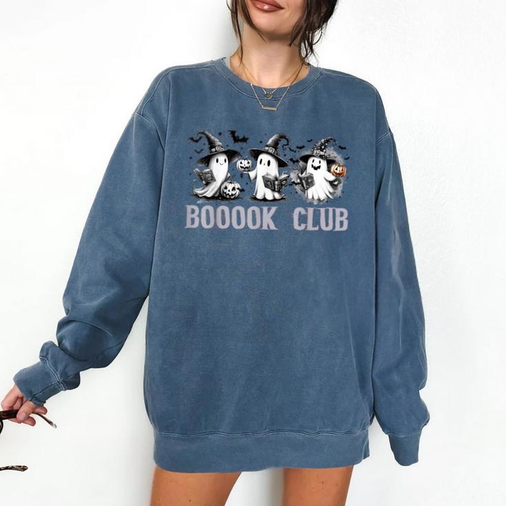 Boo Ghost Books Book Club Halloween Women School Teacher Comfort Colors Sweatshirt