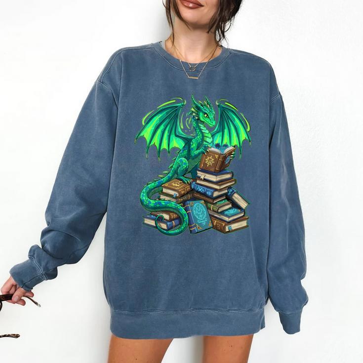 Book Dragon Reading Fantasy Comfort Colors Sweatshirt