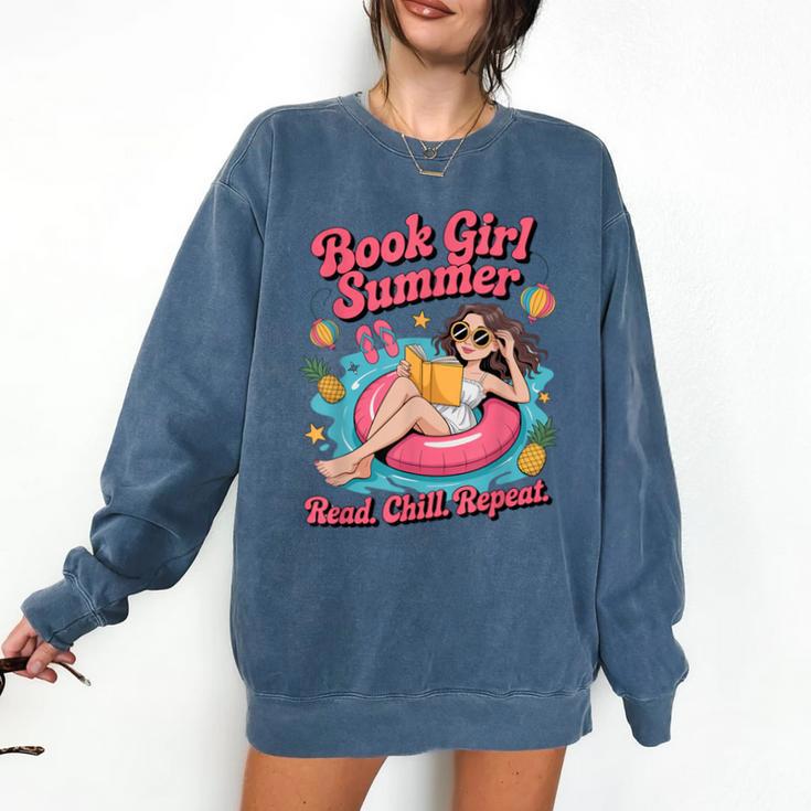 Book Girl Summer Beach Vacation Book Lover Comfort Colors Sweatshirt