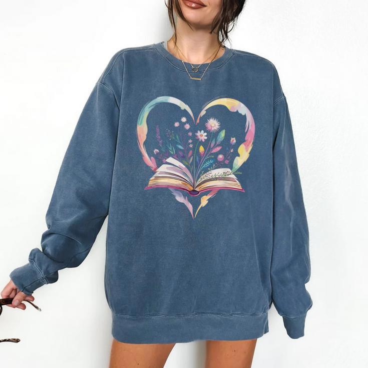 Book Lover Heart Shaped Reading Art Bookworm Comfort Colors Sweatshirt