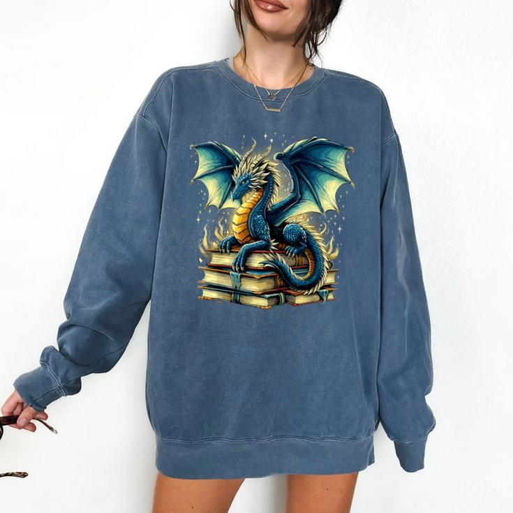 Book Lover Reading Fantasy Dragon Comfort Colors Sweatshirt