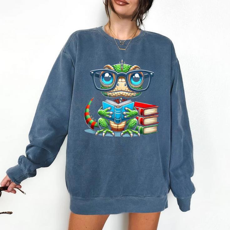 Book Lover Reading Iguana Comfort Colors Sweatshirt