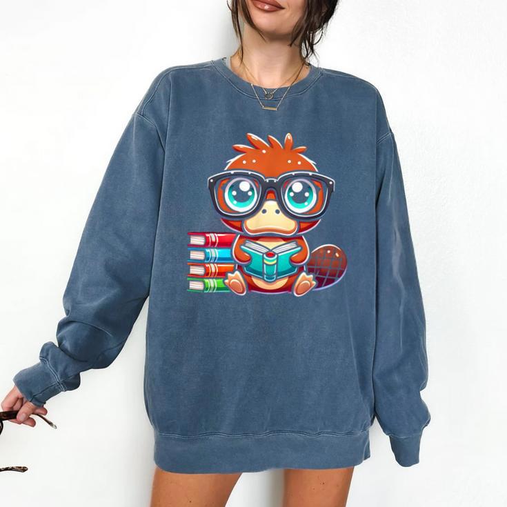 Book Lover Reading Platypus Comfort Colors Sweatshirt