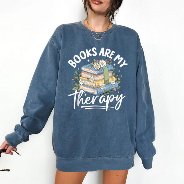 Book Are My Therapy Aesthetic Bookish Reading Comfort Colors Sweatshirt