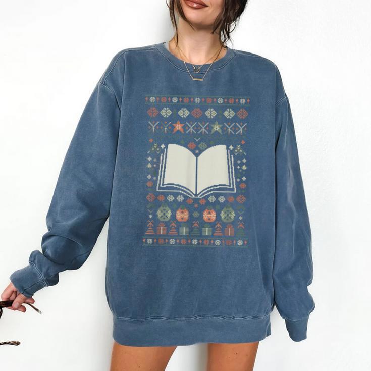 Book Reading Ugly Christmas Comfort Colors Sweatshirt
