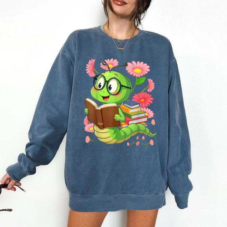 Book Worm Costume World Book Day Cute Kawaii Worm Reading Comfort Colors Sweatshirt