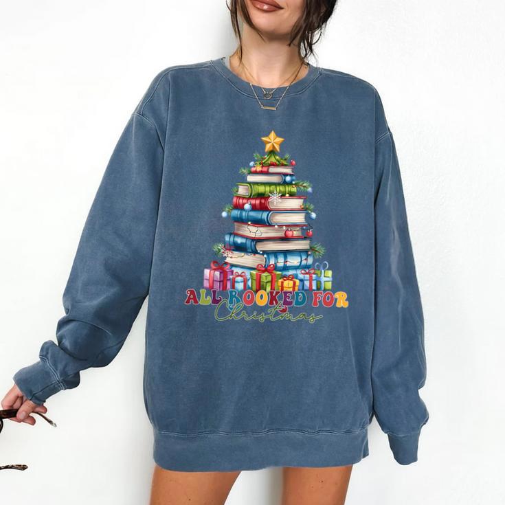 All Booked For Christmas Teacher Reading Student Bookworm Comfort Colors Sweatshirt