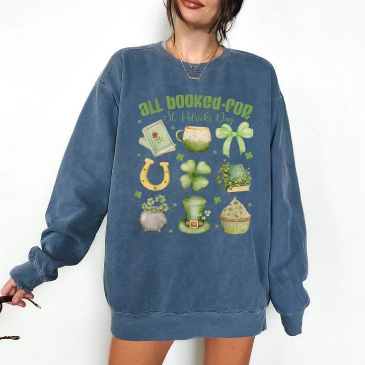 ALL Booked For St Patricks Day Bookish Leprechaun Bookworm Comfort Colors Sweatshirt