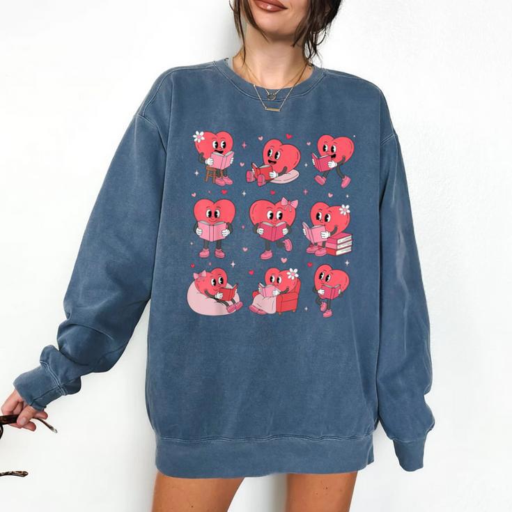 All Booked For Valentine Book Teacher Kids Girls Boys Comfort Colors Sweatshirt
