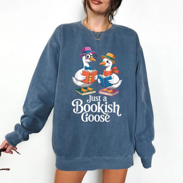 Bookish Goose Cute Geese With Hats Reading Books Comfort Colors Sweatshirt