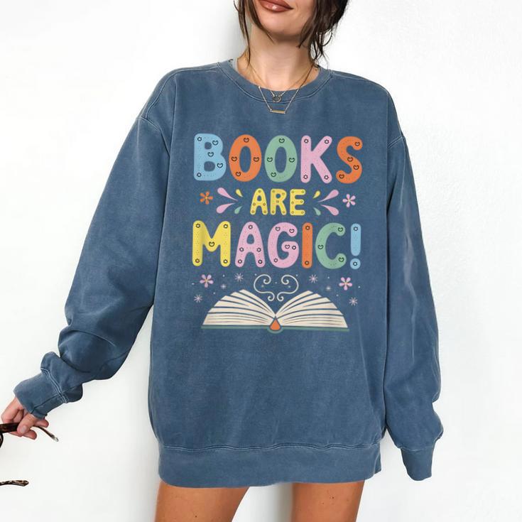 Books Are Magic Whimsical Retro Bookworm Comfort Colors Sweatshirt