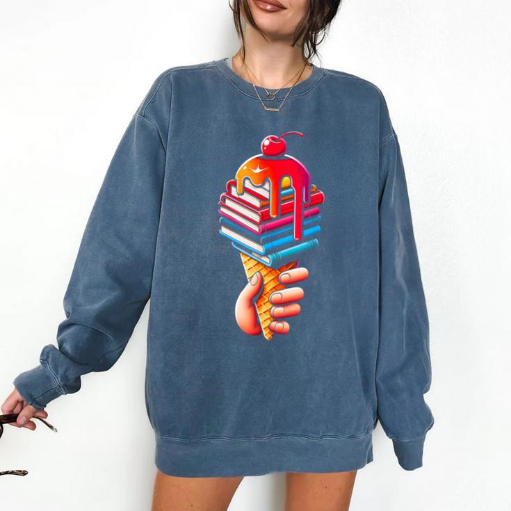 Books Reading Ice Cream Comfort Colors Sweatshirt