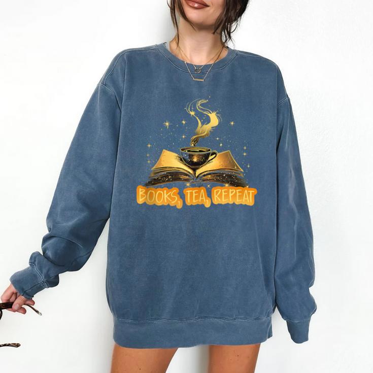 Books Tea Repeat Comfort Colors Sweatshirt