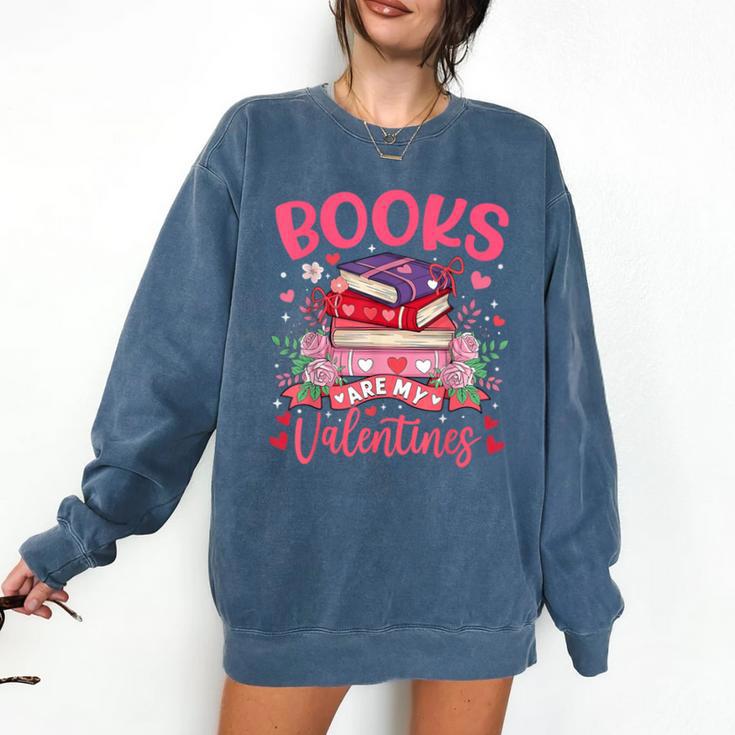 Books Are My Valentine Coquette Bow Book Flower Girl Women Comfort Colors Sweatshirt