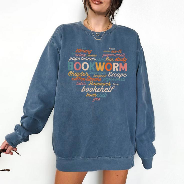 Bookworm Words Heart Book Lover Reader Reading Fun Comfort Colors Sweatshirt