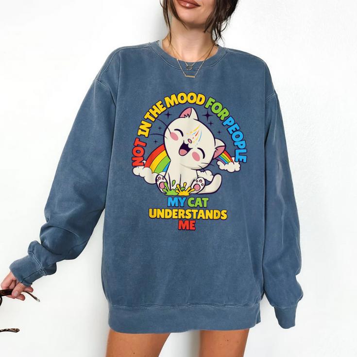 Cat Mom Loves Cats Dad Not In The Mood For People Introvert Comfort Colors Sweatshirt
