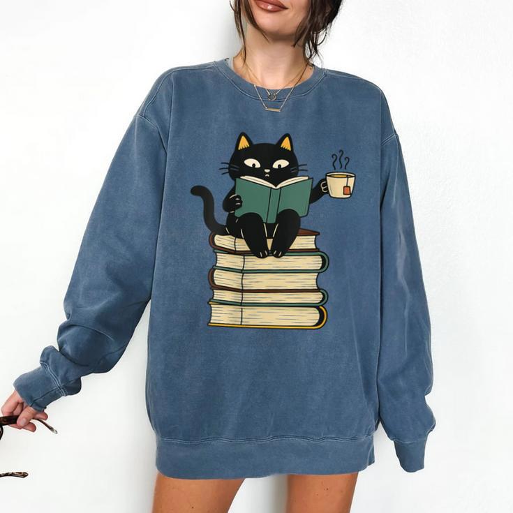 Cat Reading Book Comfort Colors Sweatshirt