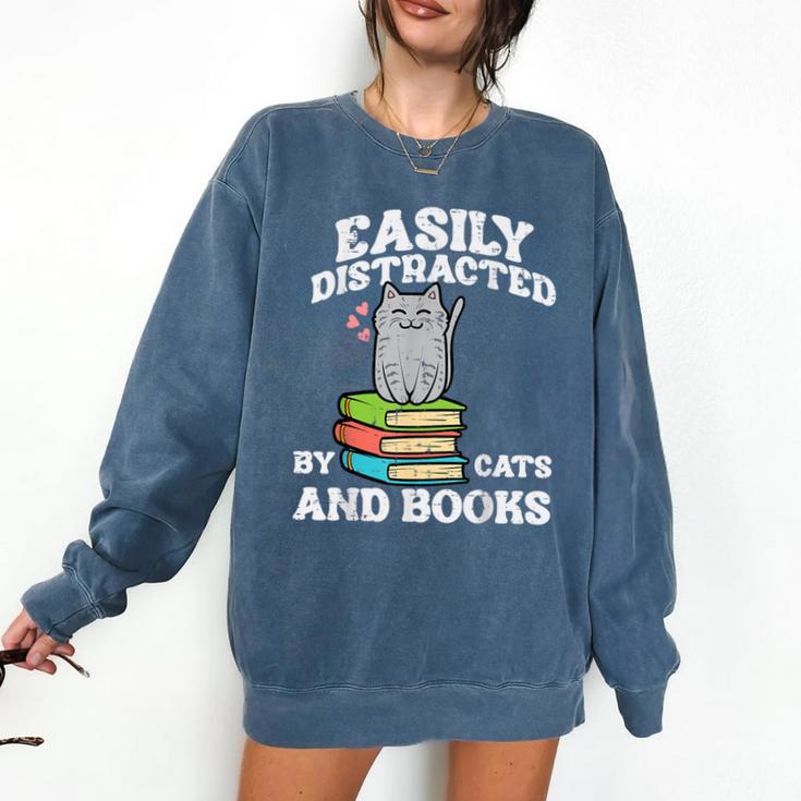 Cats And Books Read Reading Librarian Book Across America Comfort Colors Sweatshirt