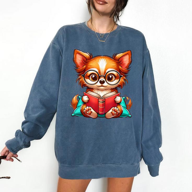 Chihuahua Reading a Book Dog Comfort Colors Sweatshirt