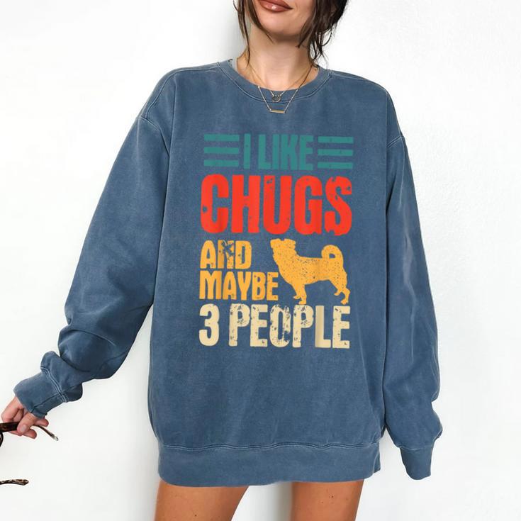 Chug Dog Retro Vintage Pughuahua Owner Fur Parent Introvert Comfort Colors Sweatshirt