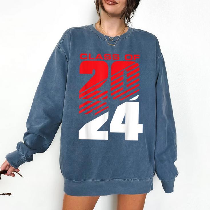Class Of 2024 High School Senior Graduation Red Sports Style Comfort Colors Sweatshirt